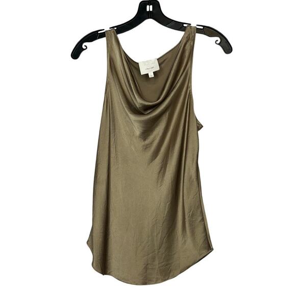 Cinq à Sept Tops - Cinq a Sept Sakura Bronze Cowl Draped Slinky 100% Silk Trendy Top Size Small